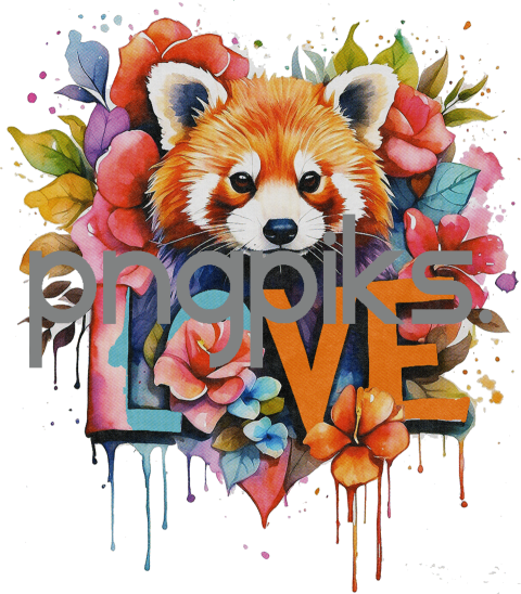 1226227 Embrace Love and Serenity with our Alluring Anti Design Watercolor Red Panda Flowers Valentine T-Shirt