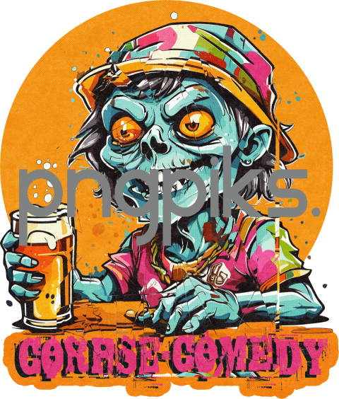 61622198 Hilariously Undead: Anti Design's Zombie Drinking Beer T-Shirt Design