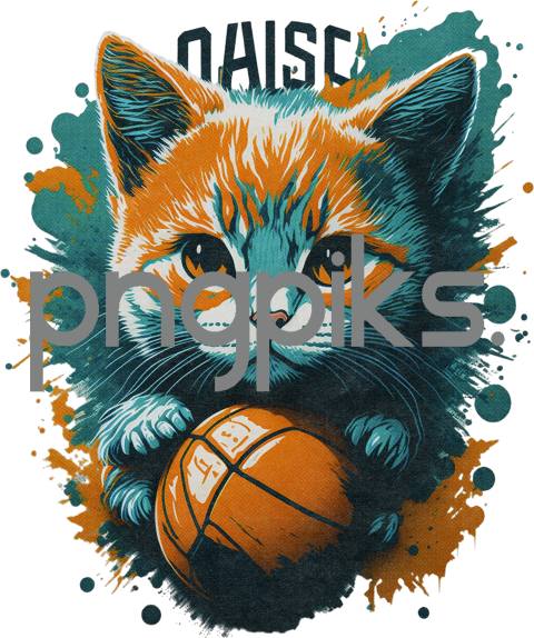 4168171 Kitten Plays Basketball Design for T-Shirt | Perfect for Cat Lovers