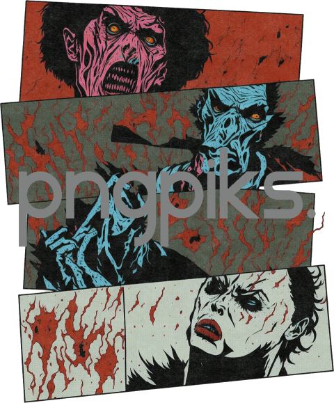 290723H47 Halloween Scary Faces: Creepy Design for T-Shirt Illustration