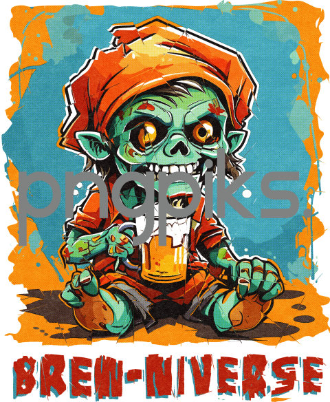 79870096 Brew Niverse Anti Design Zombie Beer T-Shirt | Half Tone Effect | Print on Demand