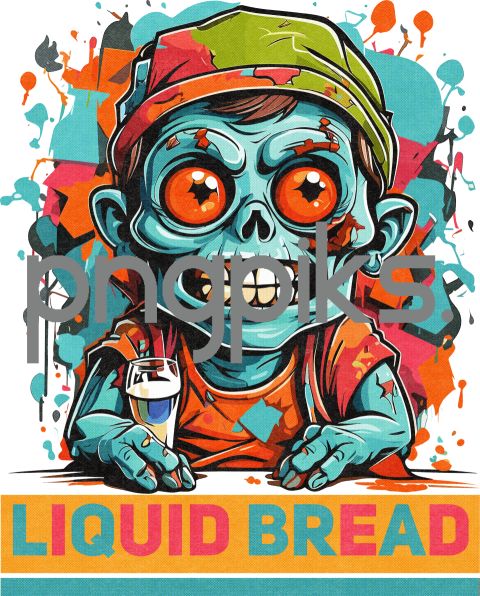 39944488 Quirky Zombie Beer Lover Design for Print on Demand Shirts and More