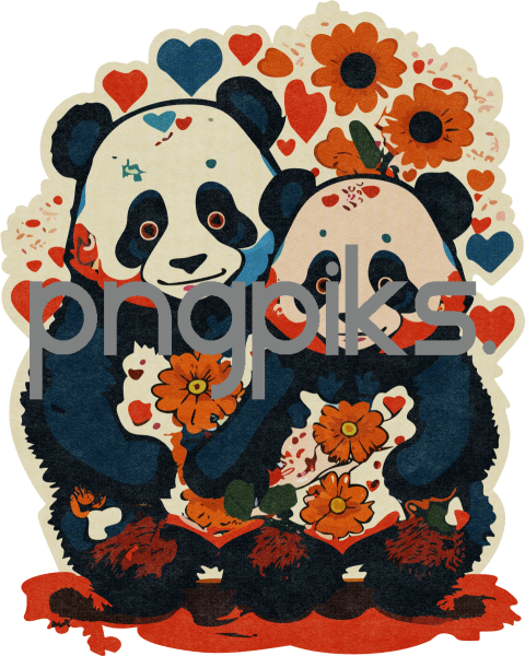 24392597 Panda Love Redefined: Anti-Design Valentine's Tee with Half-Tone Twist