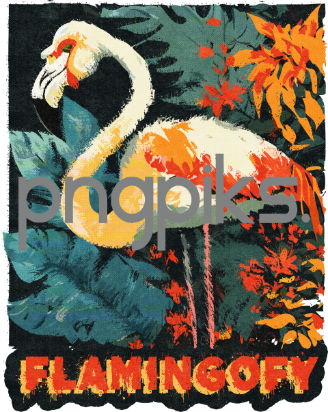 12905832 Vibrant Flamingo Bird Doodle Art Halftone Print for Print On Demand Products