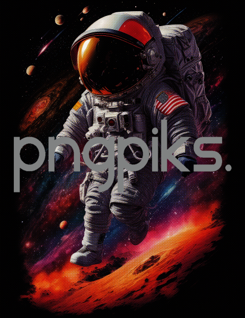 040823S01 Colorful Astronaut Illustration: Space Exploration Design for T-Shirt
