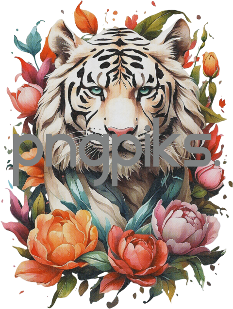 1036996 Anti Design watercolor style tiger flowers tshirt design