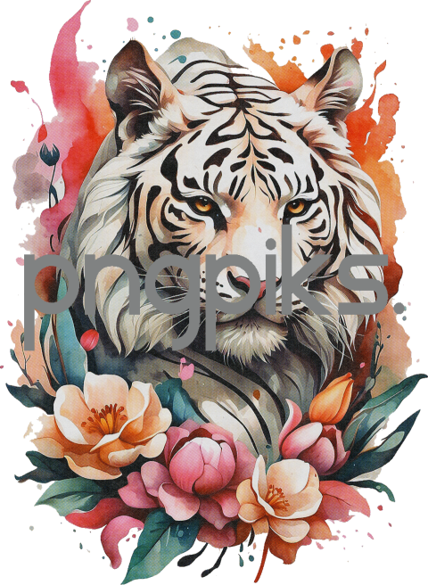 1035786 Anti Design watercolor style tiger flowers tshirt design