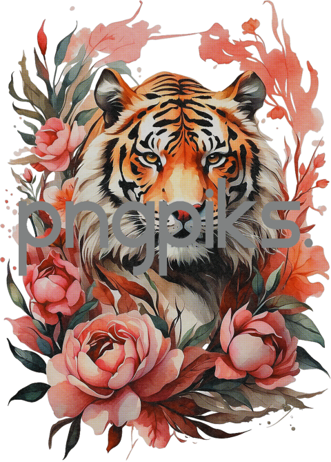 1173760 Anti Design watercolor style tiger flowers tshirt design