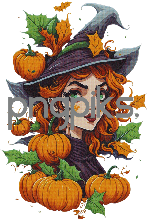 4360431 Charming Halloween Witch: Vibrant Colors T-Shirt Design