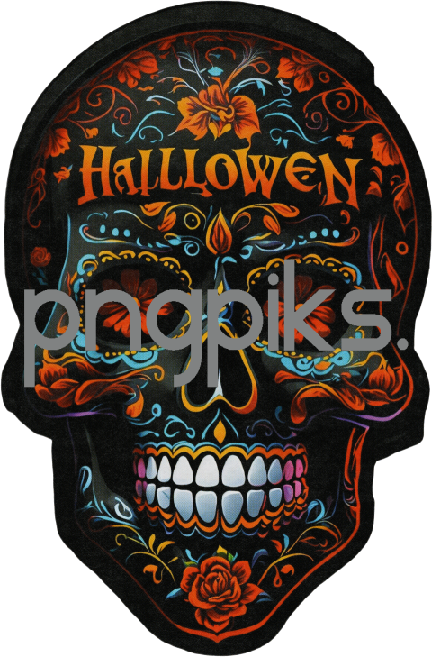 010823H26 Halloween Psychedelic Scary Creepy Skull: T-Shirt Illustration