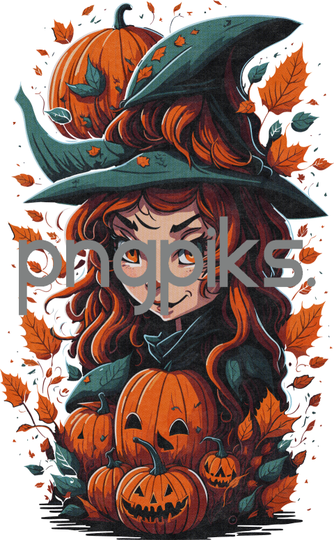 4168838 Enchanting Halloween Witch Design: Vibrant Colors for T-shirt Magic