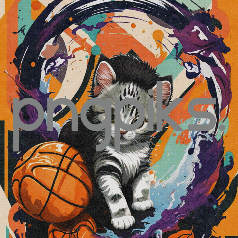 3738900 Kitten Plays Sport Basketball Design for T-shirt