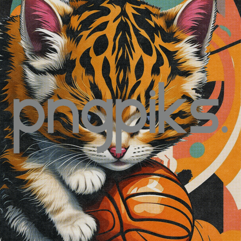 1957242 Splash Art Cat Kitten Plays Basketball Sport Design for T-Shirt