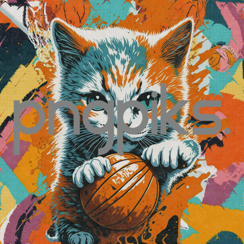 9026367 Cat Kitten Plays Basketball Design for T-Shirt | Sporty, Colorful & Vibrant