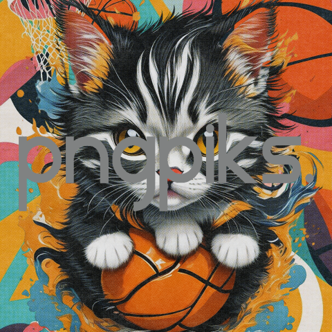 2734016 Kitten Plays Basketball Design for T-Shirt | Ideal for Cat Lovers with a Sports Passion