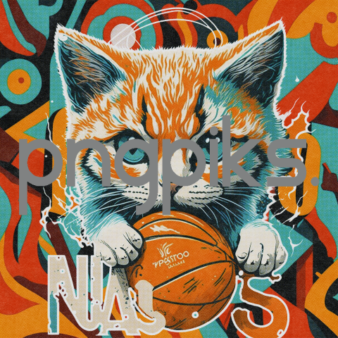 9633403 Cat Kitten Plays Basketball Design for T-Shirt | Fun and Playful Feline Sports Apparel