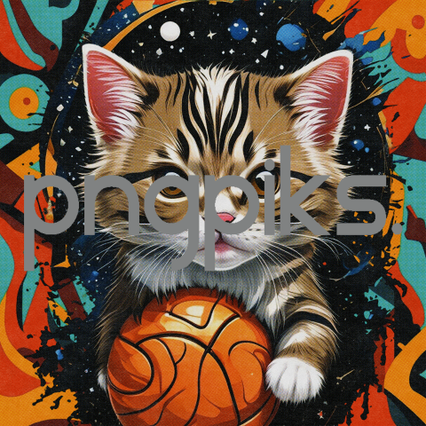 4097669 Cat Kitten Plays Basketball Design for T-Shirt | Fun and Sporty Apparel for Cat Lovers