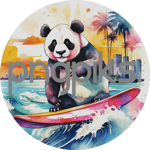 1779903 Anti design Panda bear surfing sunset watercolor design for tshirt