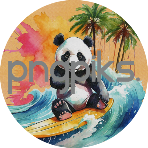 2391036 Anti design Panda bear surfing sunset watercolor design for tshirt