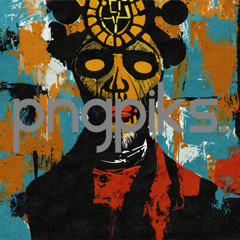 12937952 Voodoo God: Anti-Design Abstract Dark Fantasy Art with Colorful Surrealism and Half-Tone Effect