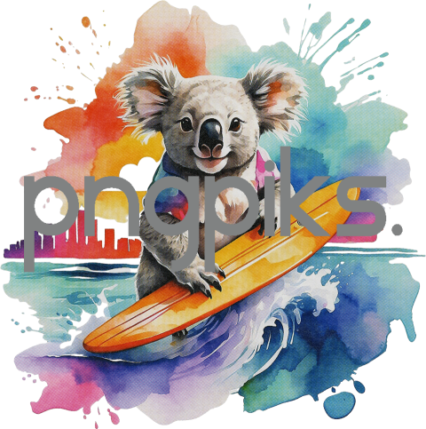 1203837 Anti design Panda bear surfing sunset watercolor design for tshirt