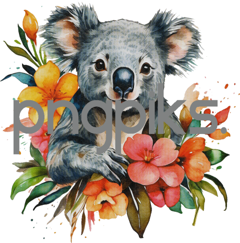 1720315 Anti Design watercolor Koala flowers tshirt design