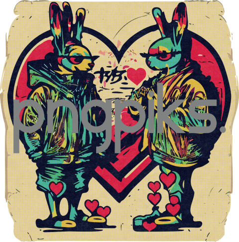 26696240 Expressive Anti-Design Bunny Valentine Top – Halftone Artistry