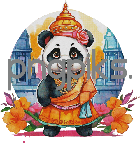 1276849 Anti Design watercolor Panda Bear Ghagra Choli outfit Pop Art Cartoon