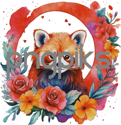 1153341 Celebrate Love in Style with an Exclusive Anti Design Watercolor Red Panda Flowers Valentine T-Shirt!