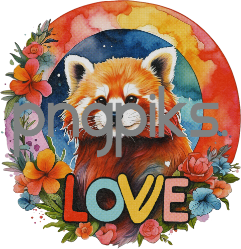 1141106 Vibrant Anti Design Watercolor Red Panda Flowers Valentine T-Shirt: Express Your Unique Style!