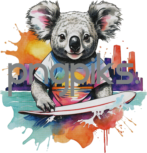1158061 Anti design Panda bear surfing sunset watercolor design for tshirt