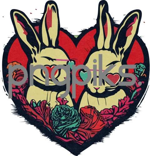 18443285 Eccentric Anti-Design Love Bunny Shirt – Valentine's Halftone Chic