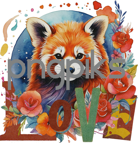 1054837 Express Your Unique Style with an Anti Design Watercolor Red Panda Flowers Valentine T-Shirt