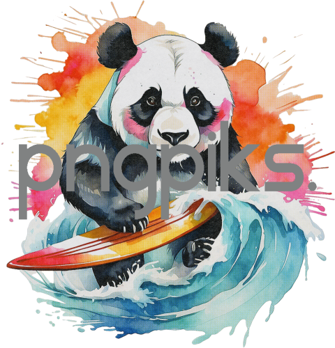 2281063 Anti design Panda bear surfing sunset watercolor design for tshirt