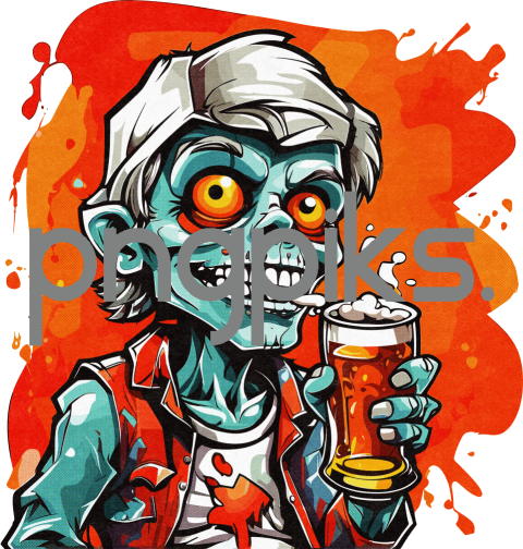 12196506 Anti Design: Funny Zombie Drinking Beer Half Tone T-Shirt Design