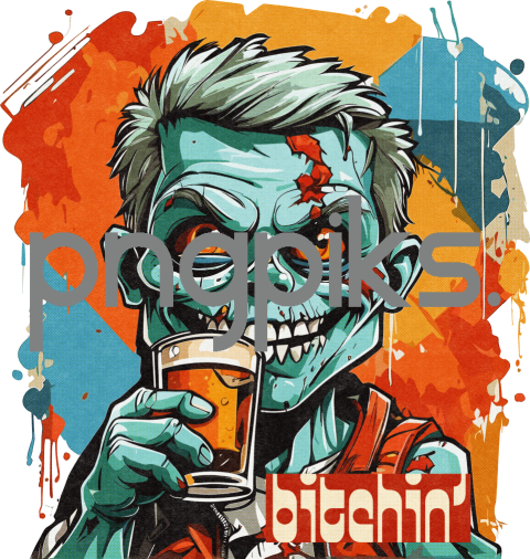 34596176 Anti Design - Little Funny Zombie Drinking Beer Tshirt Design