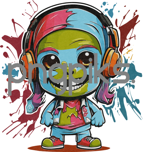 10517520 Drop the Brains, Raise the Dead! Adorable Music Zombie Riffs in Halftone POD Tee