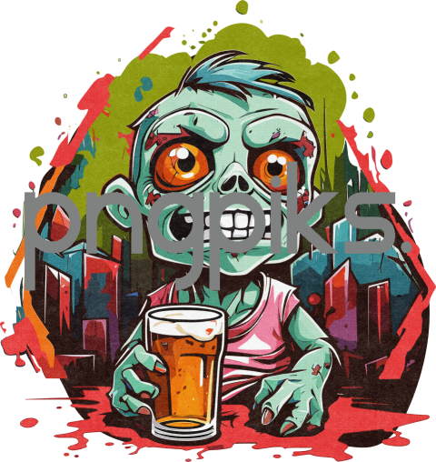 25068334 Anti Design Funny Zombie Drinking Beer Tshirt Design for Print on Demand