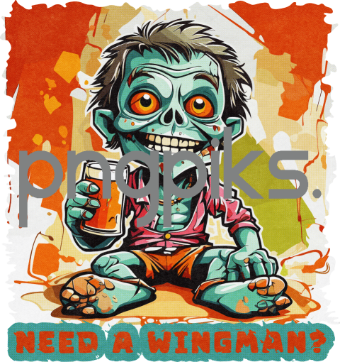 48102576 Anti Design: Funny Zombie Drinking Beer Half Tone Effect Tshirt Design