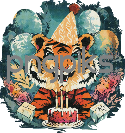 20241085 Celebrate with Laughter: Funny Birthday Cartoon Tiger Design