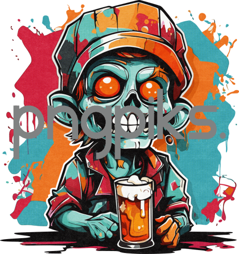 10739899 Anti Design Funny Zombie Drinking Beer Print Design for POD