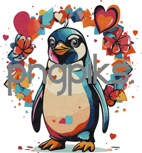1104189 Awkwardly Adorable: Waddle Into Anti-Valentine's Day with This Quirky Penguin Tee