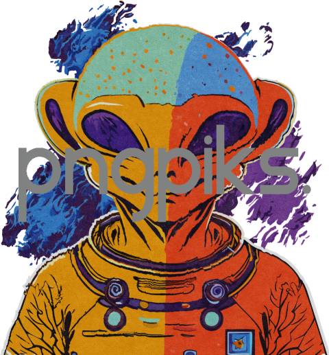 37095016 Beyond Imagination: Orange Alien Astronaut T-Shirt for Cosmic Dreamers