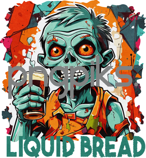 37778021 Get a Good Buzz from This Cute Zombie Drinking Beer T-Shirt Design!