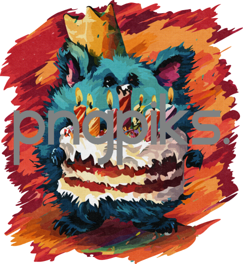 27565852 Hilarious Happy Birthday Cartoon: Animal Creature Funny Image for Print on Demand and T-Shirts