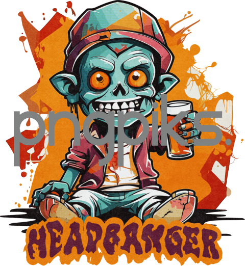 47168652 Anti Design Cute Zombie Drinking Beer Tshirt Design for Print on Demand