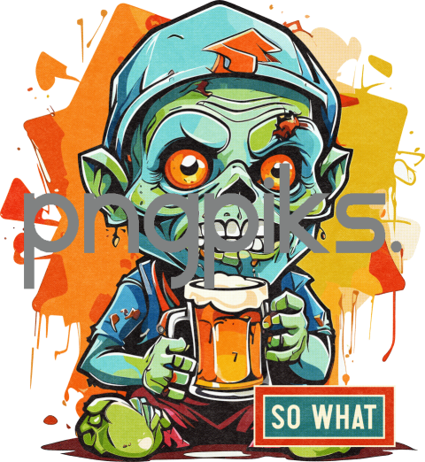33907882 Anti Design - Funny Zombie Drinking Beer Half Tone Tshirt Design