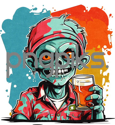 21844208 Anti Design Zombie Beer T-Shirt - Funny Half Tone Effect Print