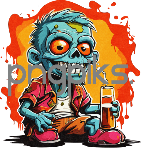 19172033 Anti Design - Cute Funny Zombie Drinking Beer Design for Print on Demand