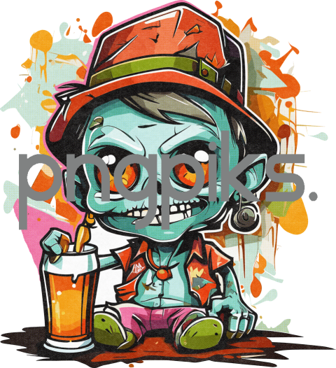 30737705 Anti-Design Funny Zombie Drinking Beer T-Shirt Design for Print on Demand